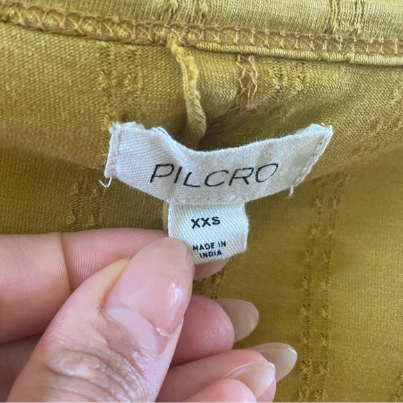 Anthropologie Pilcro Pointelle Scoop Neck Tee mustard color - Picture 8 of 13